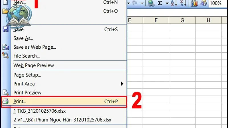 cách in file excel 1