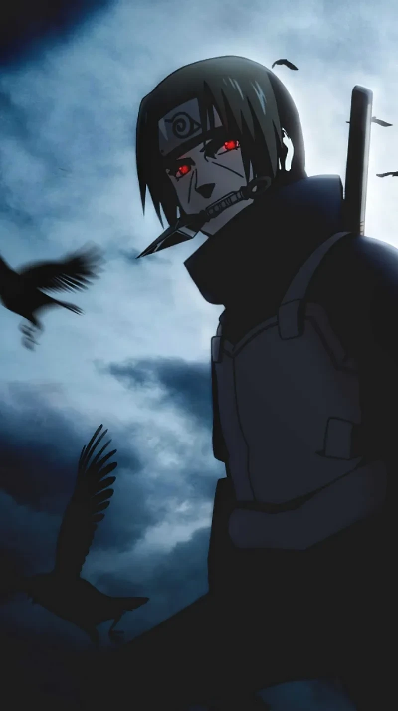 Hình ảnh itachi sharingan thể hiện sức mạnh đặc biệt của anh