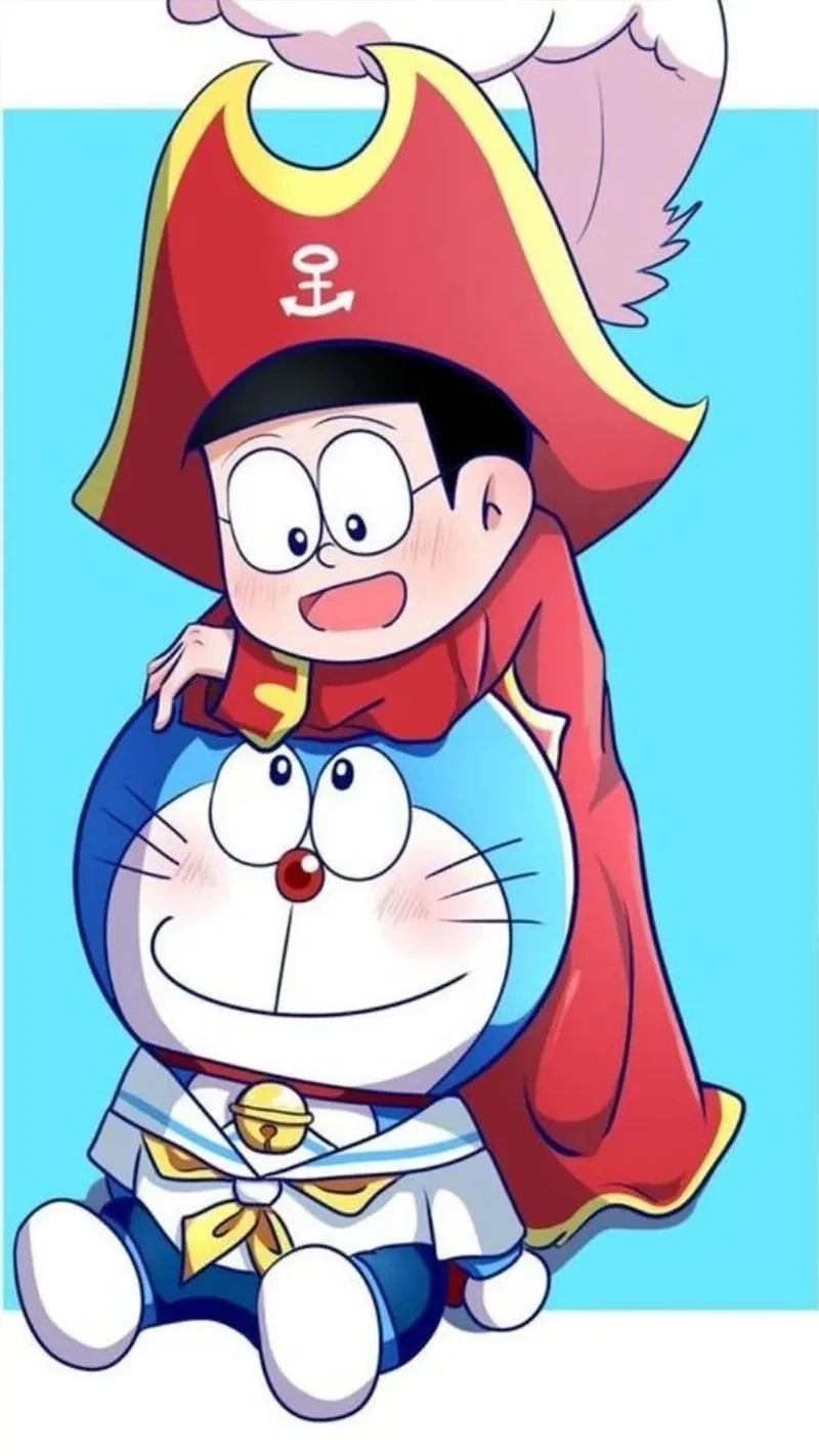 Hình vẽ Doraemon và Nobita, tranh vẽ thể hiện tình bạn bền chặt