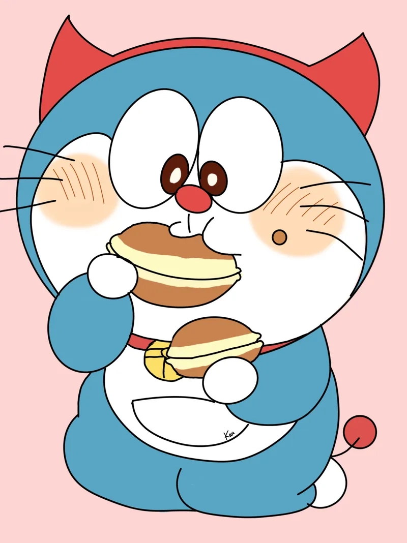 Đừng bỏ lỡ hình doraemon ăn bánh rán dễ thương