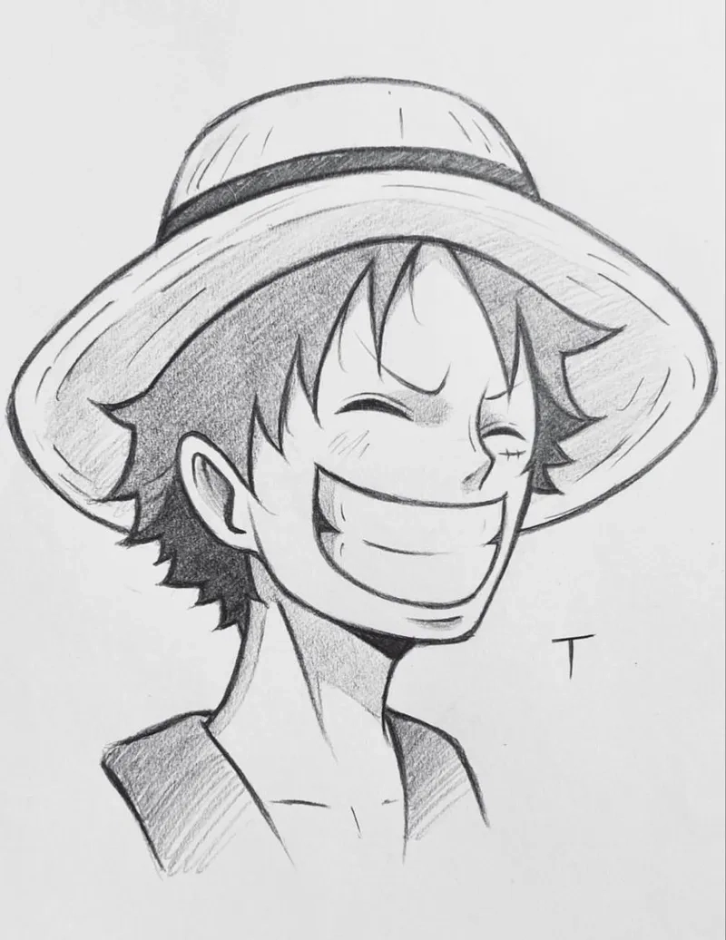 Nghệ thuật tối giản với hình vẽ luffy bằng bút chì