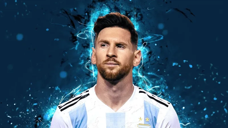 Sắc nét từng đường bóng trong ảnh messi 4k