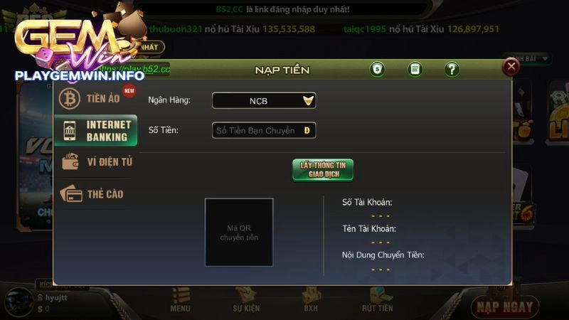 Giao dịch nạp rút tiền B52 Club nhanh chóng, an toàn