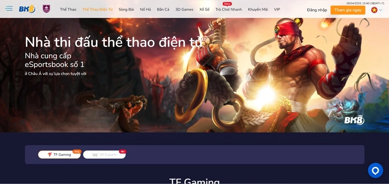 BK8 - Hệ thống cược thể thao và eSports cực kỳ đa dạng