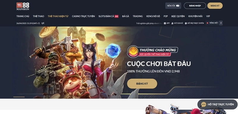 M88 (Mansion88) - Cá cược thể thao chuẩn châu Âu, eSports đa dạng