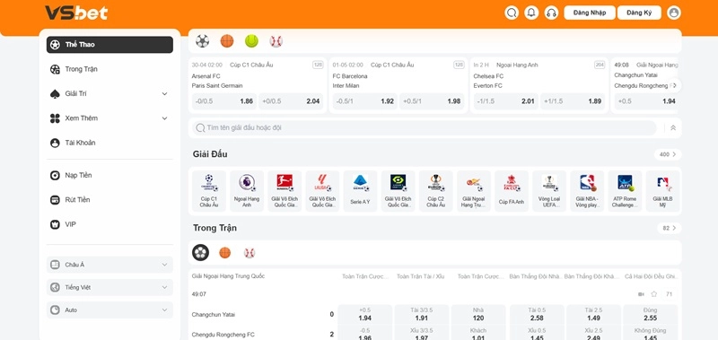 VSBET - Nhà cái mới nổi với sảnh thể thao, eSports phong phú