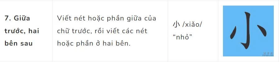Viết nét giữa trước hai bên sau đều