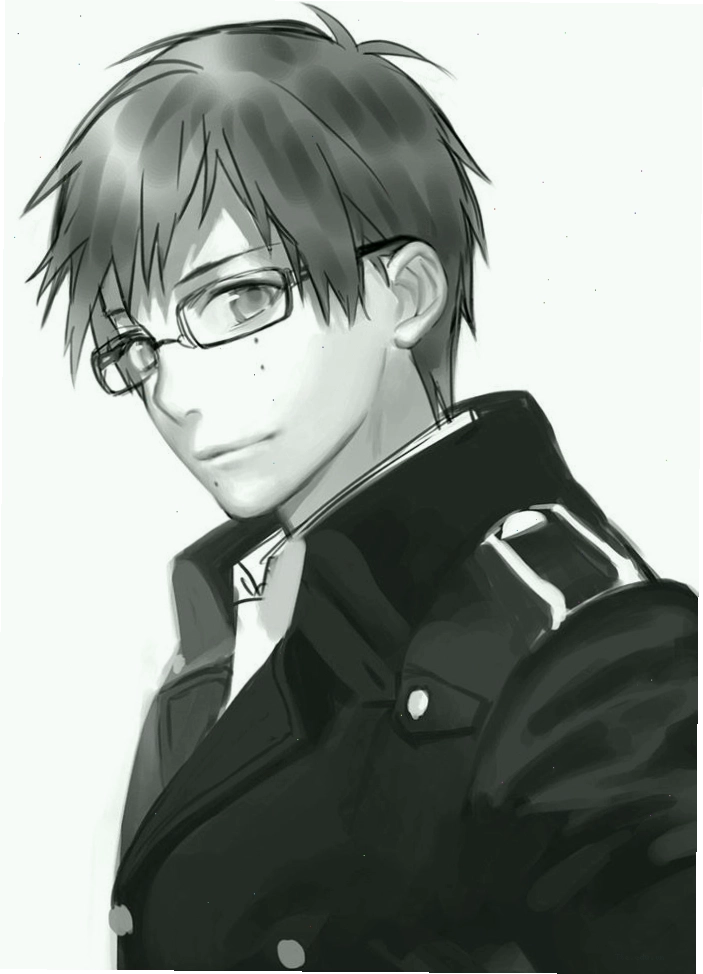 Ảnh Anime boy đen trắng đẹp nam đeo kính, toát lên vẻ trí thức