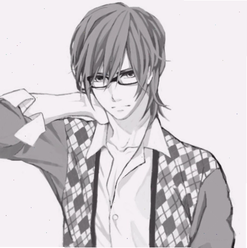 Anime boy đen trắng buồn đeo kính, toát lên vẻ trí thức và lãng tử