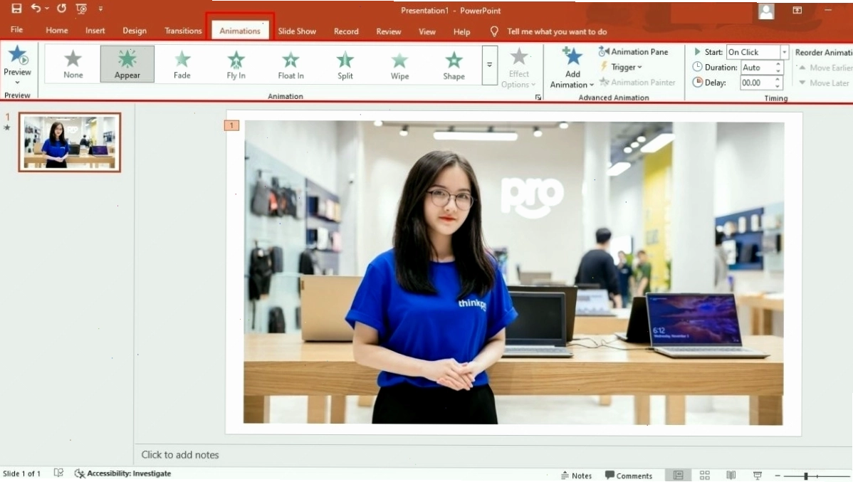 Áp dụng hiệu ứng cho các thành phần trong slide PowerPoint