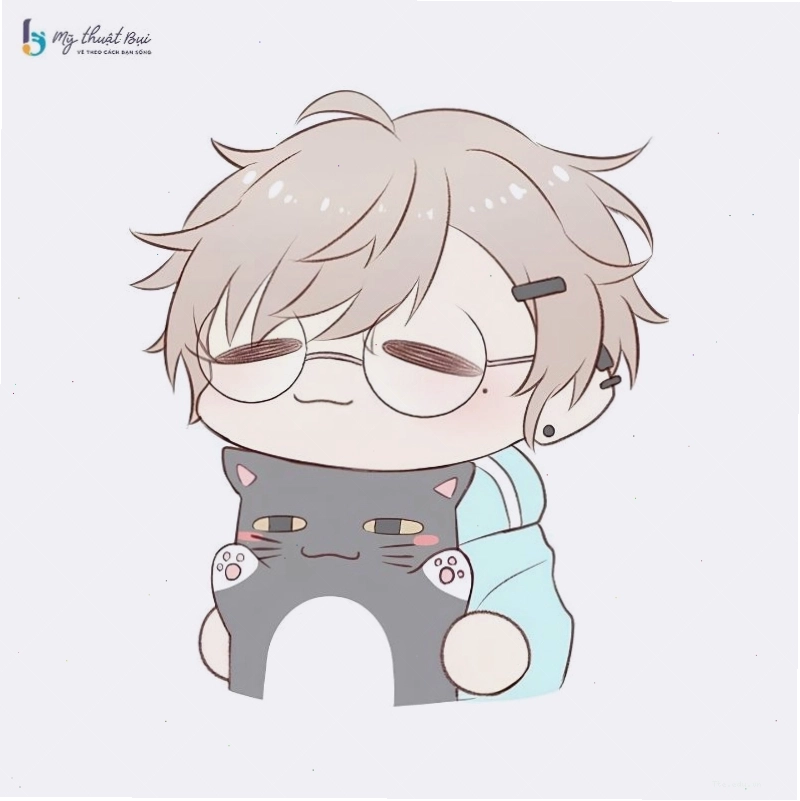 Avatar anime chibi nam với biểu cảm tinh nghịch và trang phục năng động