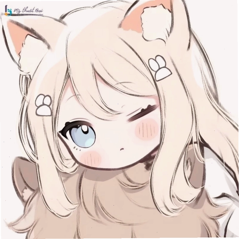 Avatar anime chibi nữ đang cầm một bó hoa