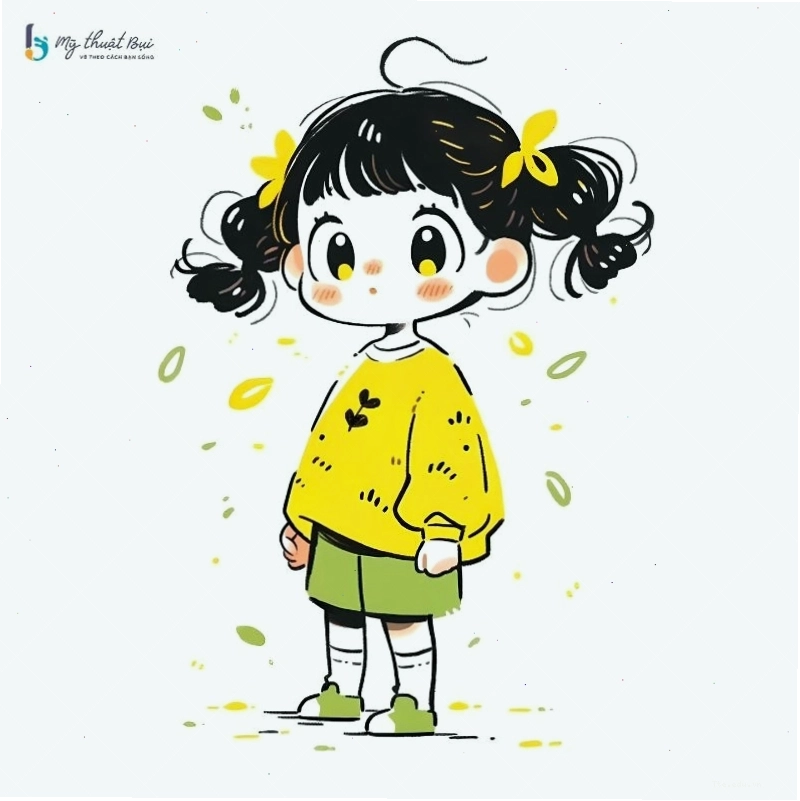 Avatar anime chibi nữ dễ thương với mái tóc dài và đôi mắt to tròn
