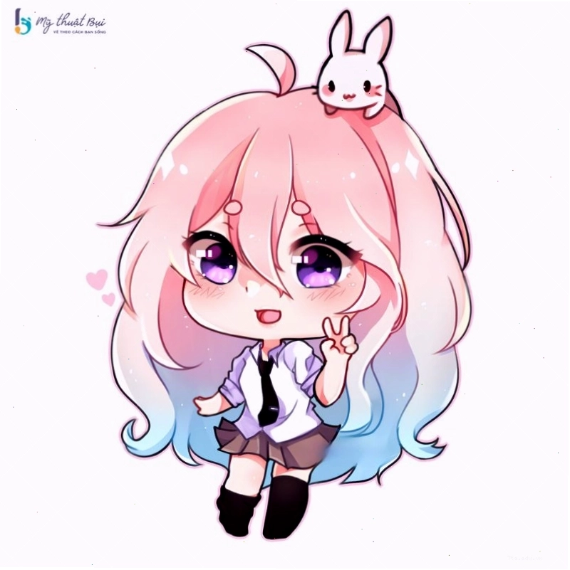 Avatar anime chibi nữ phong cách anime với nụ cười tươi tắn