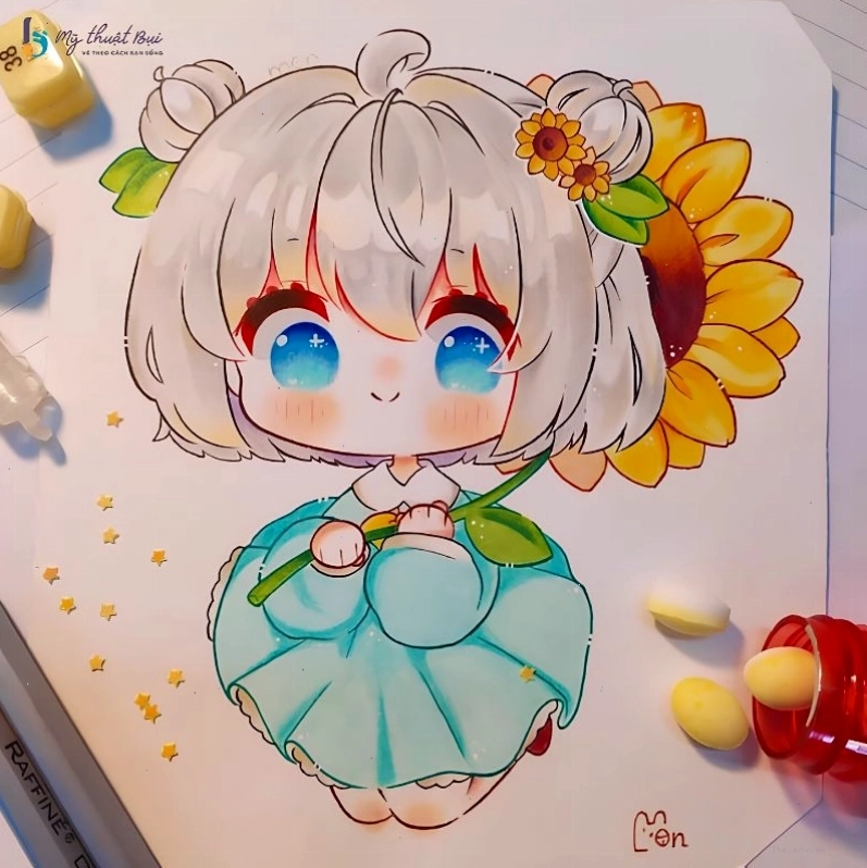 Avatar anime chibi nữ với biểu cảm ngạc nhiên dễ thương