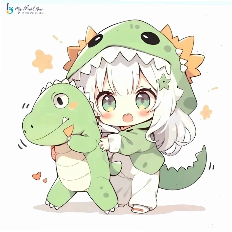 Avatar anime chibi nữ với trang phục dạ hội lộng lẫy