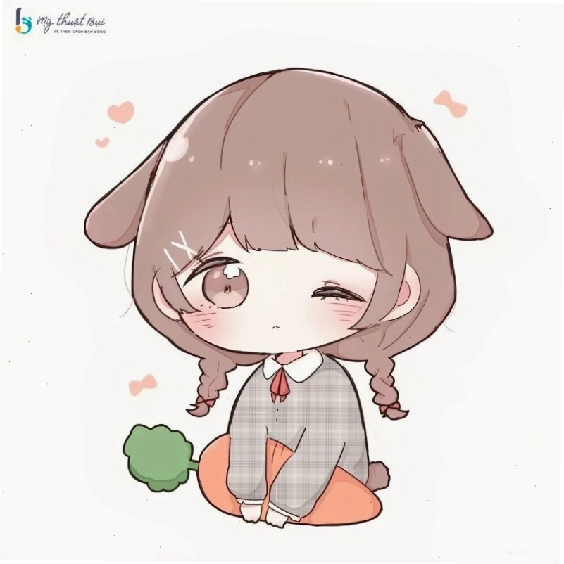 Avatar anime chibi nữ với trang phục đơn giản, dễ vẽ