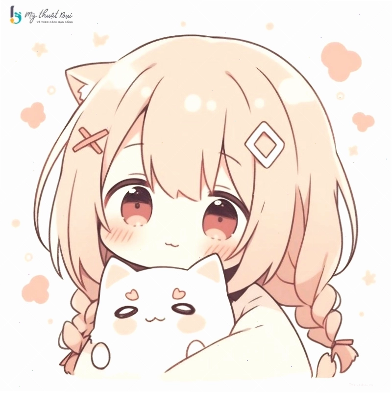 Avatar anime chibi nữ với trang phục học sinh và cặp kính dễ thương