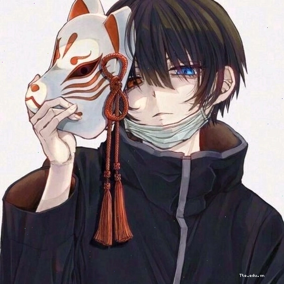 Avatar anime nam với nét vẽ vector sắc nét, thể hiện sự lạnh lùng và bí ẩn