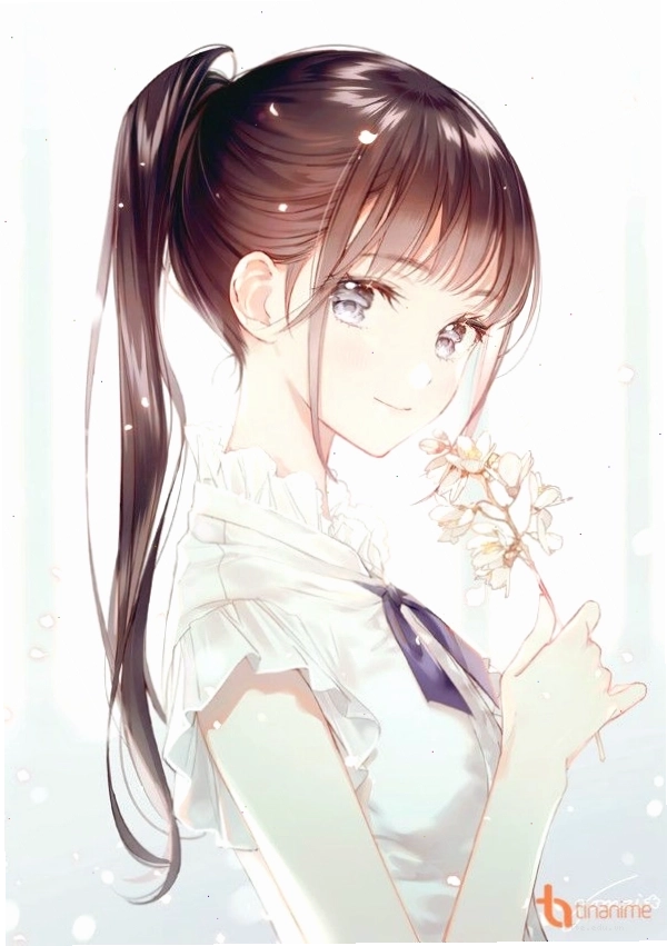 Avatar anime nữ với hiệu ứng hoa và ánh sáng