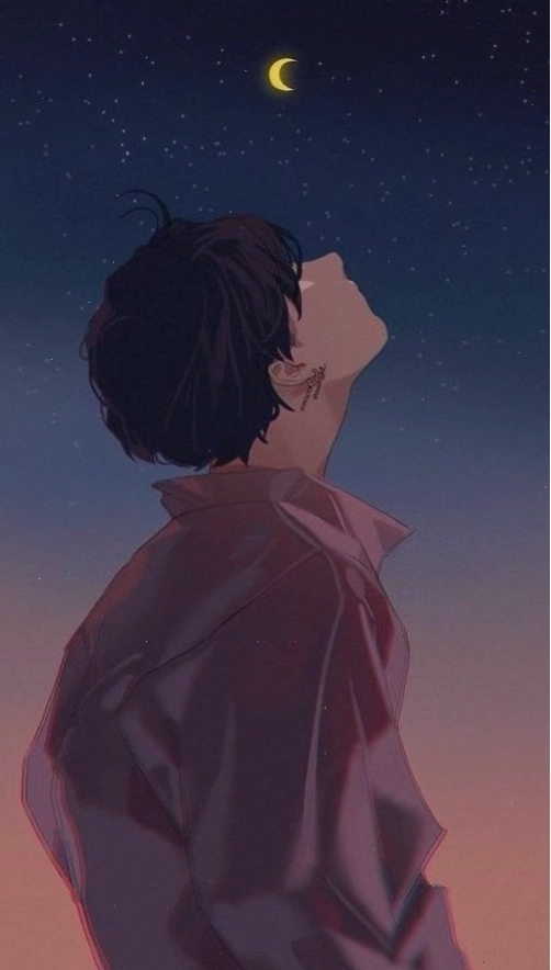 Avatar nam anime buồn với ánh mắt sâu thẳm, thể hiện tâm trạng phức tạp