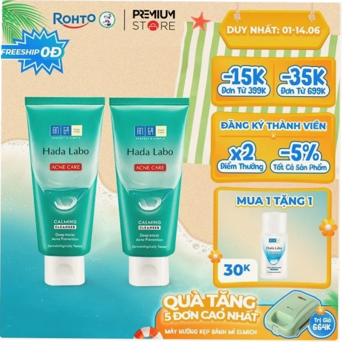 Bao bì sản phẩm sữa rửa mặt Hada Labo Acne Care Calming Cleanser