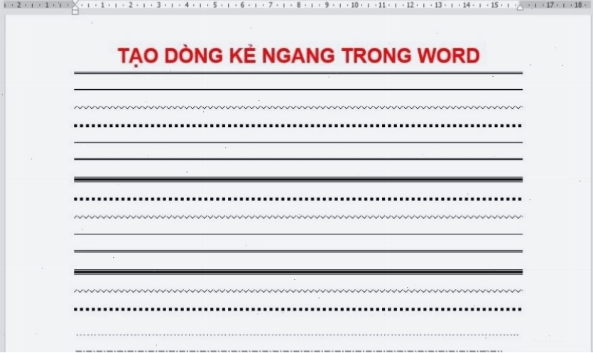 Các kiểu đường kẻ ngang khác nhau trong Word
