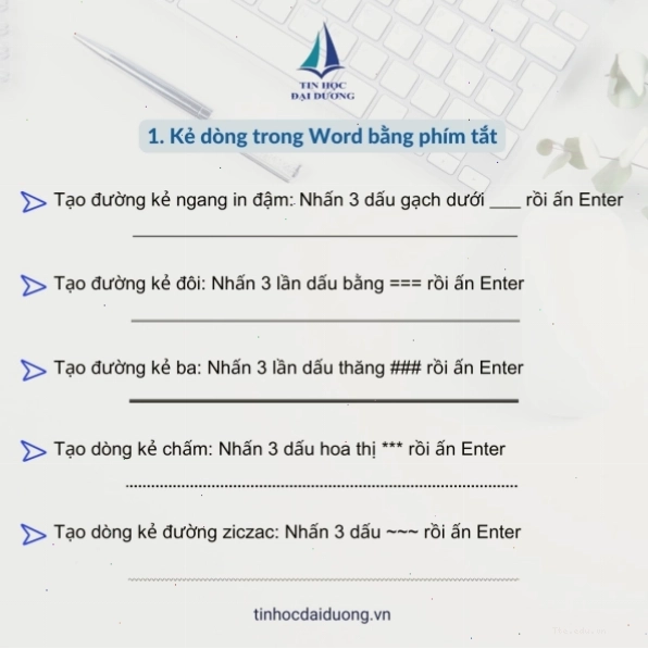Cách tạo dòng kẻ ngang đơn trong Word bằng dấu gạch ngang
