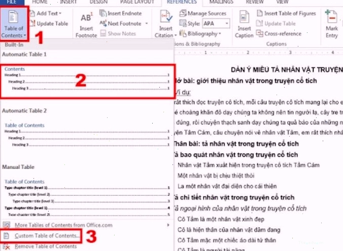 Cập nhật mục lục tự động trong Word