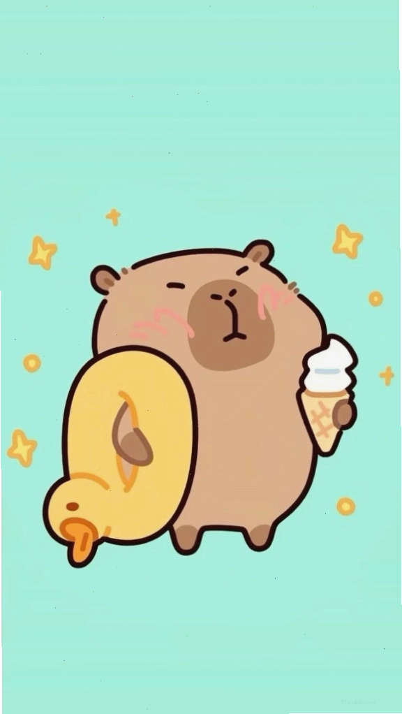 Capybara cõng vịt vàng, avatar vô tri trên nền xanh