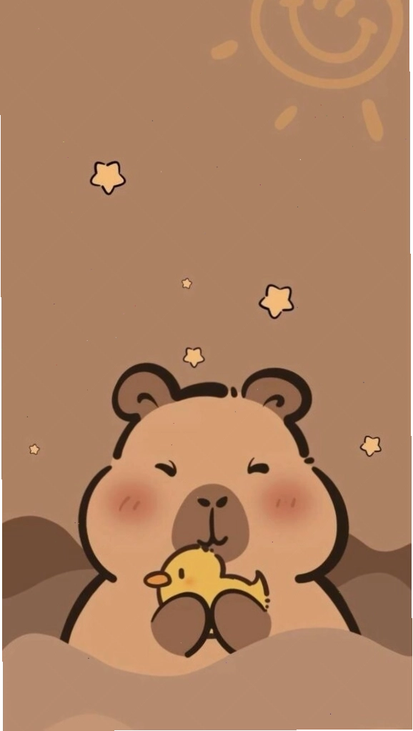 Capybara ôm chú vịt vàng với vẻ mặt đơ không cảm xúc