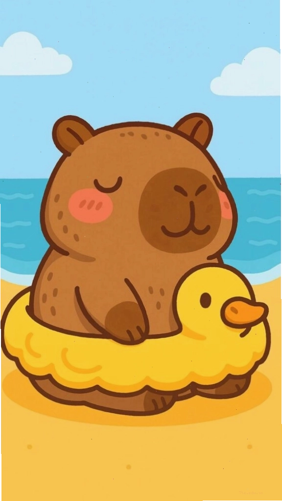 Capybara thư giãn tắm biển, avatar meme độc lạ