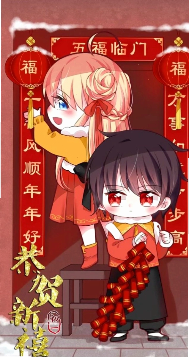 Chàng trai anime năng động trong không khí Tết