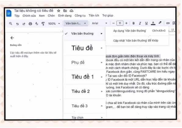 Chèn chú thích trong Google Docs