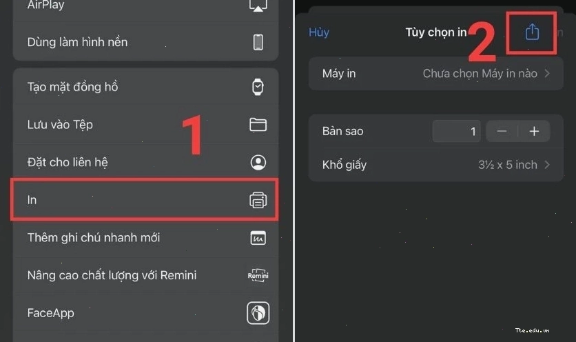 Chọn biểu tượng chia sẻ để tạo PDF trên iPhone
