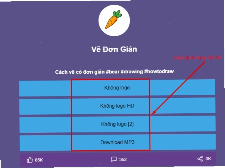 Chọn định dạng file tải xuống sau khi chuyển đổi