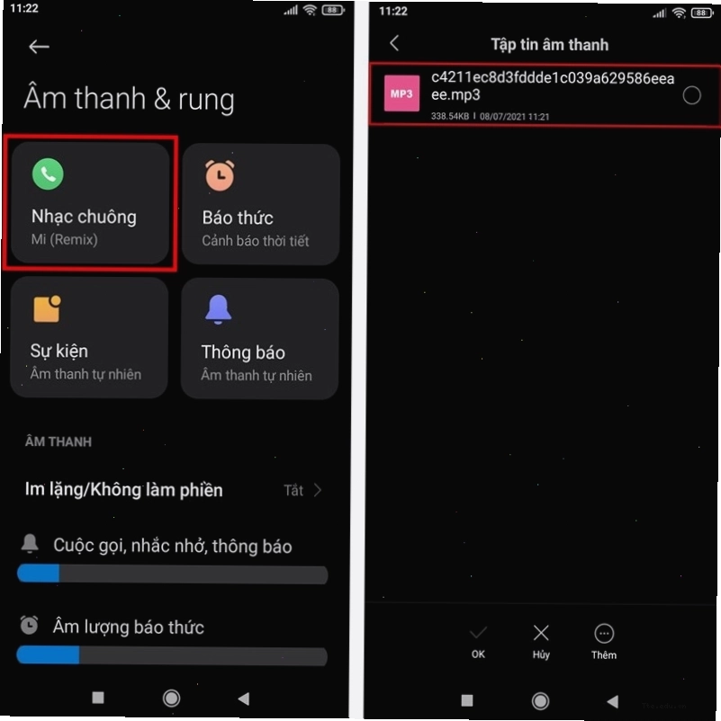 Chọn mục Nhạc chuông trong cài đặt Âm thanh & Rung trên iPhone