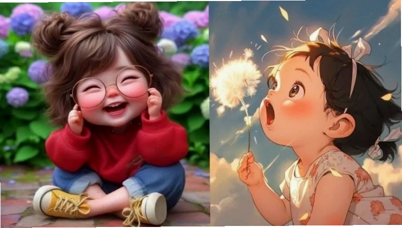 Cô bé hồn nhiên thổi cánh hoa bồ công anh
