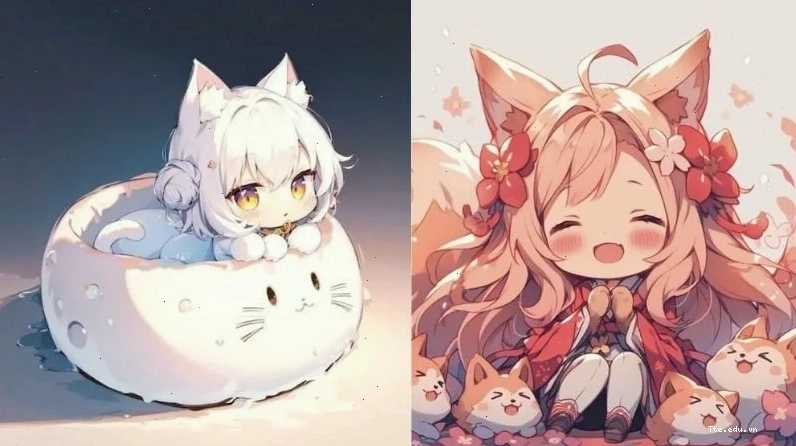 Cô gái anime hóa thân thành chú cáo dễ thương với đôi tai và đuôi cáo