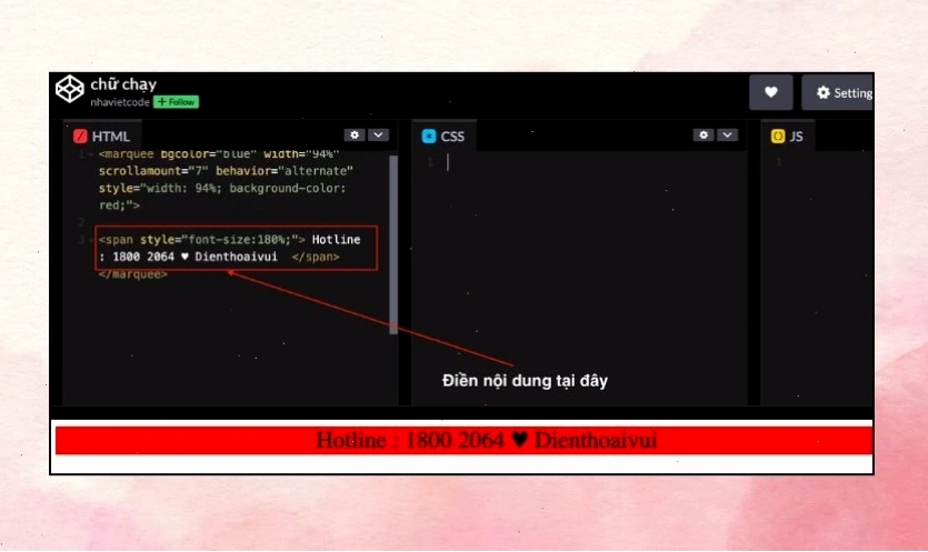 Codepen.io tạo chữ chạy online đơn giản