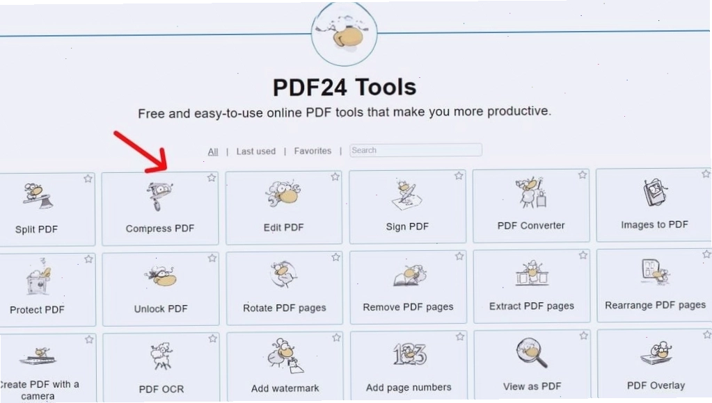 Giao diện nén file PDF trên PDF24 Tools