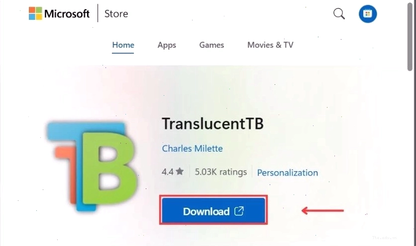 Giao diện phần mềm TranslucentTB
