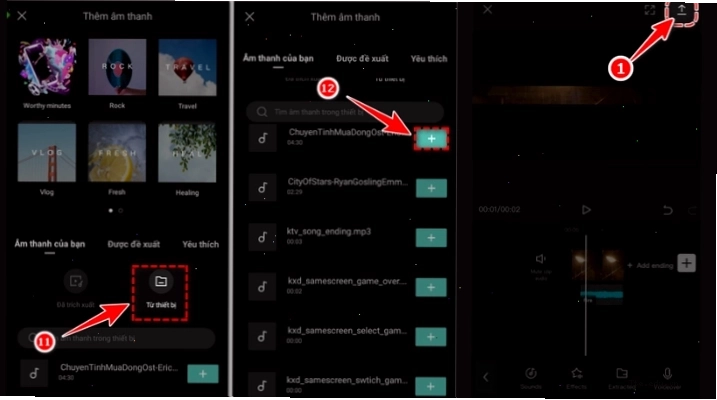 Giao diện ứng dụng CapCut để làm video ảnh ghép nhạc