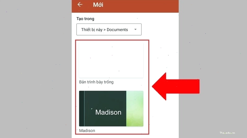 Giao diện ứng dụng Microsoft PowerPoint trên điện thoại