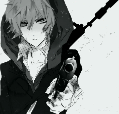 Hình ảnh Anime boy đen trắng đẹp trai với biểu cảm bí ẩn