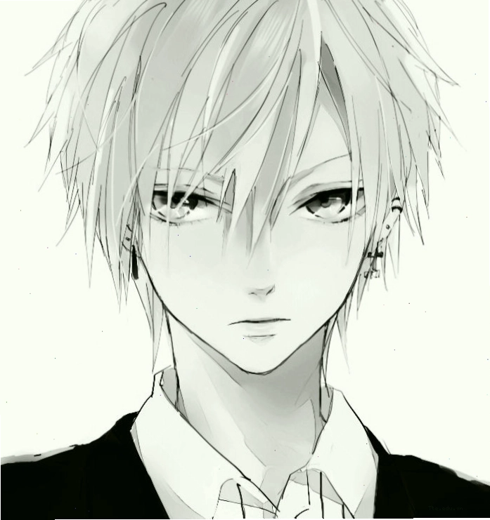 Hình ảnh anime boy đen trắng lạnh lùng, toát lên vẻ bí ẩn