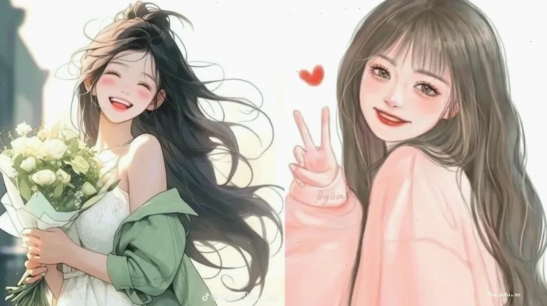 Hình đại diện cô gái xinh đẹp tóc dài nở nụ cười tươi tắn, thể hiện sự đáng yêu