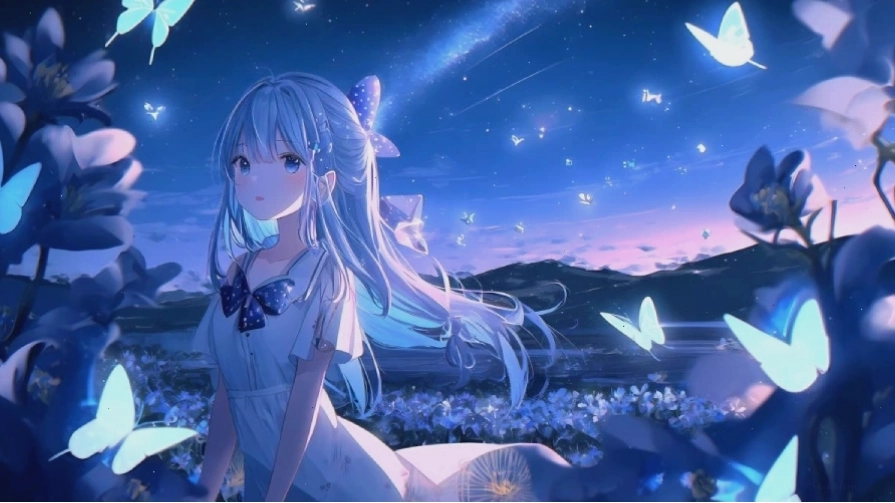 Hình nền Anime 3D với nhân vật nữ mặc trang phục học sinh