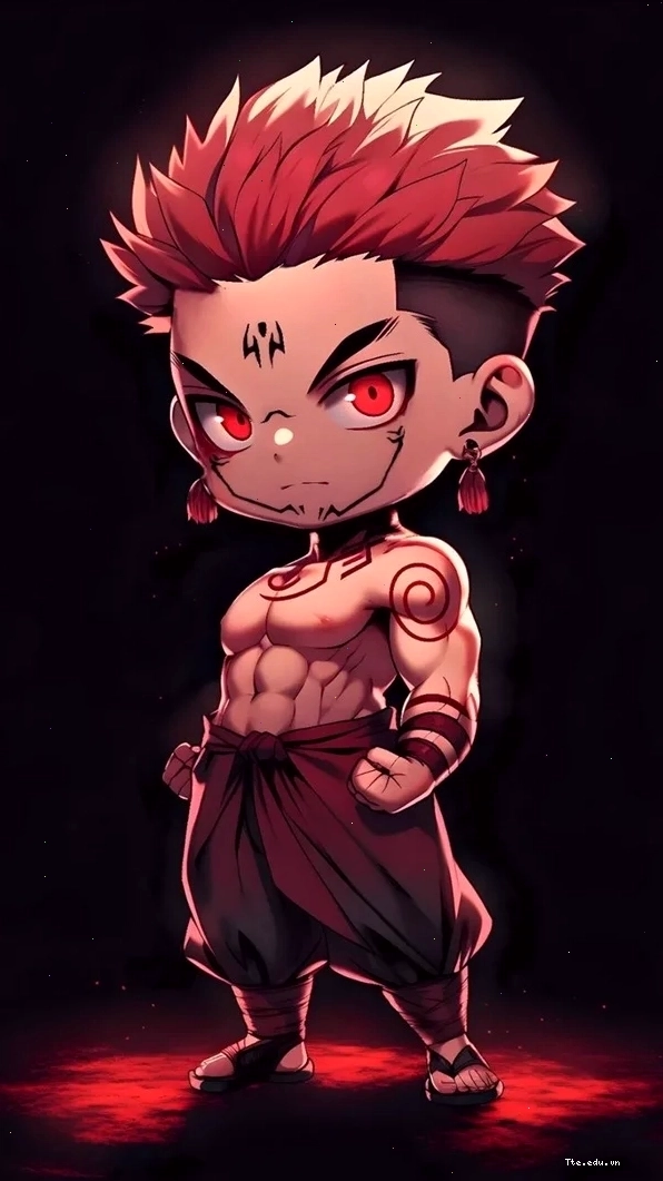 Hình nền Sukuna chibi ngầu, thể hiện khí chất của Quỷ Vương
