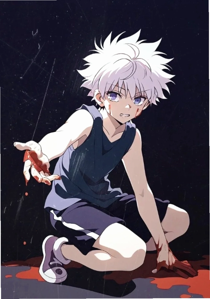 Killua Zoldyck trong trang phục sát thủ